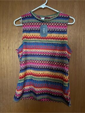 Stylish Multi-Color Patterned Sleeveless Top